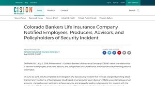 Colorado Bankers Life Insurance Company Notified Employees ...