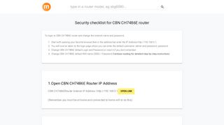 192.168.0.1 - CBN CH7486E Router login and password - modemly