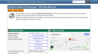 Citizens Bank Of Kansas in Wichita Kansas - 4820 E. Douglas Hours ...