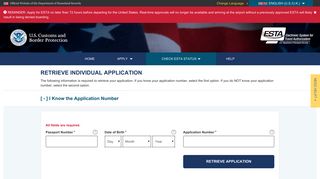 Check ESTA Status | Official ESTA Application Website, U.S. Customs ...
