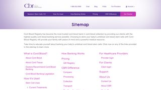 Cord Blood Registry Sitemap | CBR®
