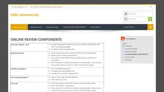 CBRC eUniversity: ONLINE REVIEW COMPONENTS - In ...