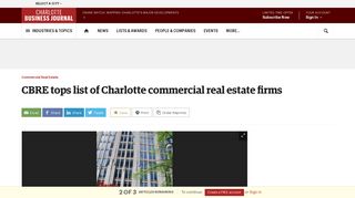 CBRE tops list of Charlotte commercial real estate firms - Charlotte ...