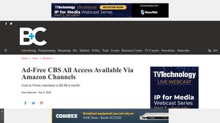 Ad-Free CBS All Access Available Via Amazon Channels ...