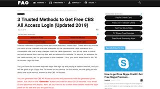 3 Trusted Methods to Get Free CBS All Access Login (Updated 2018)