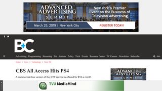 CBS All Access Hits PS4 - Broadcasting & Cable