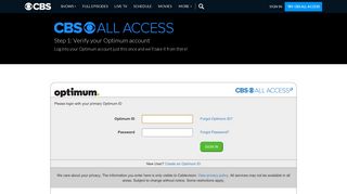 Verify your Optimum account - CBS.com
