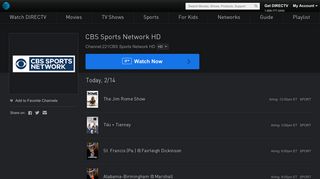 CBS Sports Network HD Live Stream | Watch Shows Online | DIRECTV