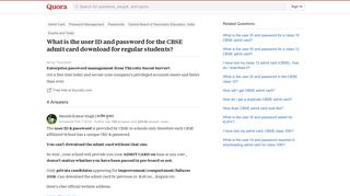 What is the user ID and password for the CBSE admit card download ...