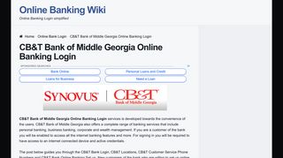 CB&T Bank of Middle Georgia Online Banking Login | OnlineBankingHQ