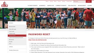 CBU | Password Reset - Christian Brothers University