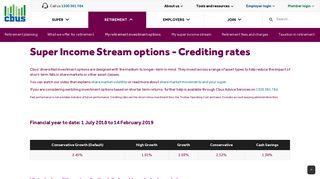 Super income stream crediting rates | Cbus Super