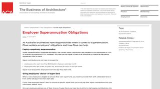 Employer Superannuation Obligations | ACA - Association of ...