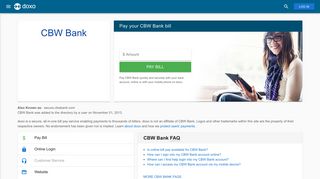 CBW Bank: Login, Bill Pay, Customer Service and Care Sign-In - Doxo