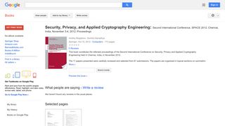 Security, Privacy, and Applied Cryptography Engineering: Second ...