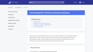 Connecting the CCAvenue Payment Gateway - Bigcommerce Support