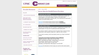 Providers - Secure Sites - Community Care Behavioral Health