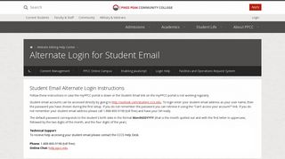Alternate Login for Student Email | PPCC