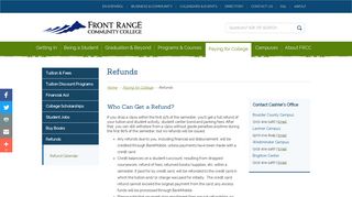Information About Refunds | FRCC - Front Range Community College