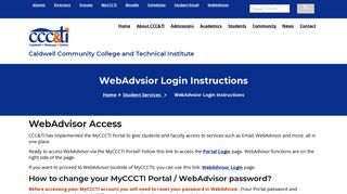 CCC&TI WebAdvisor Login Instructions - Caldwell Community College