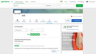 CCE Employee Benefits and Perks | Glassdoor.ie