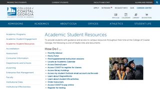 College of Coastal Georgia: Academic Student Resources
