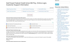 Gulf Coast Federal Credit Union Bill Pay, Online Login, Customer ...