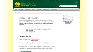 Login - Central Coast Grammar School Portal > Home