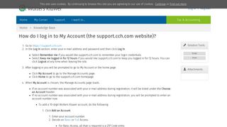 Knowledge Base Solution - How do I log in to My Account - CCH Support