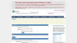CCH Learning Center - Log In