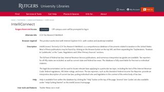 IntelliConnect | Rutgers University Libraries