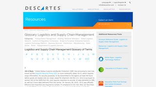 Logistics & Supply Chain Glossary | Descartes