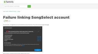 Failure linking SongSelect account – Faithlife