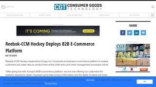 Reebok-CCM Hockey Deploys B2B E-Commerce Platform | News ...