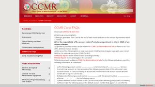 Cornell Center for Materials Research - CCMR Coral FAQs
