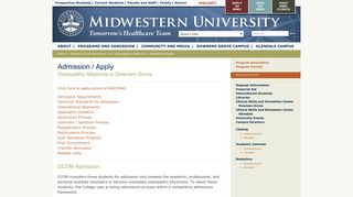 CCOM Admission / Apply | Midwestern University