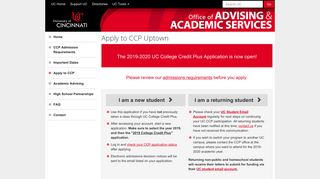 Apply to CCP, Home | University of Cincinnati, University of Cincinnati