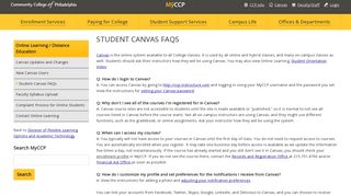 Student Canvas FAQs | Community College of Philadelphia