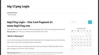 MyCCPay Login – Visa Card Payment At www.MyCCPay.com