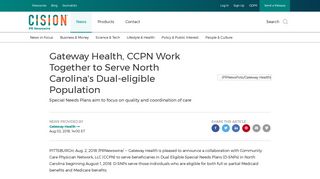 Gateway Health, CCPN Work Together to Serve North Carolina's Dual ...