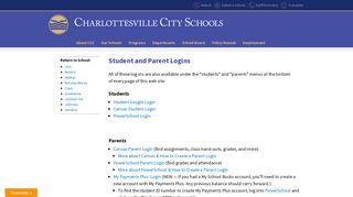 Student and Parent Logins | Charlottesville City Schools