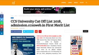 CCS University Cut Off List 2018, admission.ccsuweb.in First Merit List