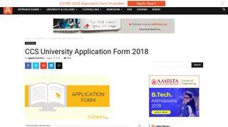 CCS University Application Form 2018 | AglaSem Admission