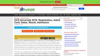 CCS University 2018: Registration, Admit Card, Dates, Result ...
