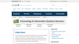Help Desk | Technology & Information Systems Services | CCSD