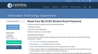 My.CCSU Email Password Reset - Central Connecticut State University
