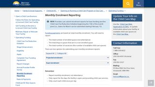 Monthly Enrolment Reporting - Province of British Columbia