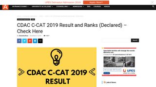 CDAC C-CAT 2019 Result and Ranks (Declared) - Check Here ...