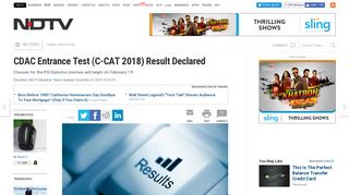 CDAC Result 2018, C-CAT Result: Know How To Check - NDTV.com