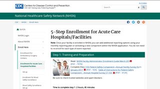 Enrollment Acute Care Hospitals/Facilities | NHSN | CDC